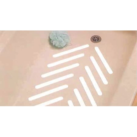 Non-Slip Bath Tread, 3/4 X 7.5 White, PK12, Adhesive, Mold And Mildew Resistant